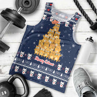 Meowy Catmas Men Tank Top with Orange Cats Christmas Tree and Snowflake Pattern Design - Wonder Print Shop