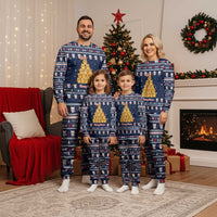 Meowy Catmas Christmas Pajama Set with Orange Cats Christmas Tree and Snowflake Pattern Design - Wonder Print Shop