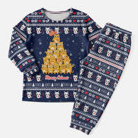 Meowy Catmas Christmas Pajama Set with Orange Cats Christmas Tree and Snowflake Pattern Design - Wonder Print Shop