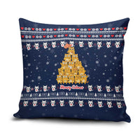Meowy Catmas Pillow Cover with Orange Cats Christmas Tree and Snowflake Pattern Design - Wonder Print Shop
