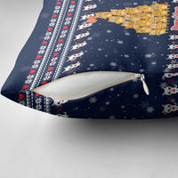 Meowy Catmas Pillow Cover with Orange Cats Christmas Tree and Snowflake Pattern Design - Wonder Print Shop