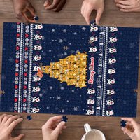 Meowy Catmas Puzzle with Orange Cats Christmas Tree and Snowflake Pattern Design - Wonder Print Shop