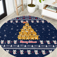 Meowy Catmas Round Carpet with Orange Cats Christmas Tree and Snowflake Pattern Design - Wonder Print Shop