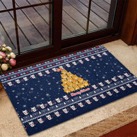 Meowy Catmas Rubber Doormat with Orange Cats Christmas Tree and Snowflake Pattern Design - Wonder Print Shop