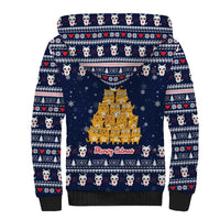 Meowy Catmas Sherpa Hoodie with Orange Cats Christmas Tree and Snowflake Pattern Design - Wonder Print Shop
