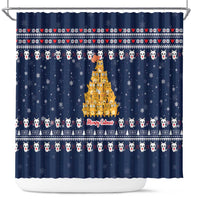 Meowy Catmas Shower Curtain with Orange Cats Christmas Tree and Snowflake Pattern Design - Wonder Print Shop