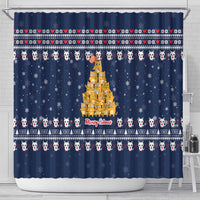 Meowy Catmas Shower Curtain with Orange Cats Christmas Tree and Snowflake Pattern Design - Wonder Print Shop