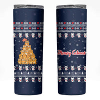 Meowy Catmas Skinny Tumbler with Orange Cats Christmas Tree and Snowflake Pattern Design - Wonder Print Shop