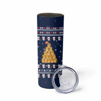 Meowy Catmas Skinny Tumbler with Orange Cats Christmas Tree and Snowflake Pattern Design - Wonder Print Shop