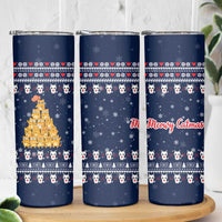 Meowy Catmas Skinny Tumbler with Orange Cats Christmas Tree and Snowflake Pattern Design - Wonder Print Shop
