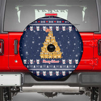 Meowy Catmas Spare Tire Cover with Orange Cats Christmas Tree and Snowflake Pattern Design - Wonder Print Shop
