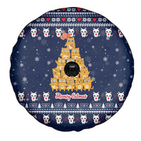 Meowy Catmas Spare Tire Cover with Orange Cats Christmas Tree and Snowflake Pattern Design - Wonder Print Shop