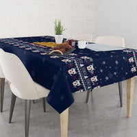 Meowy Catmas Tablecloth with Orange Cats Christmas Tree and Snowflake Pattern Design - Wonder Print Shop