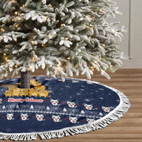 Meowy Catmas Tree Skirt with Orange Cats Christmas Tree and Snowflake Pattern Design - Wonder Print Shop