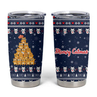 Meowy Catmas Tumbler Cup with Orange Cats Christmas Tree and Snowflake Pattern Design - Wonder Print Shop