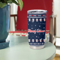Meowy Catmas Tumbler Cup with Orange Cats Christmas Tree and Snowflake Pattern Design - Wonder Print Shop
