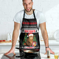 Meowy Catmas Apron with Tabby Cat Santa Hat and Christmas Tree Gift Pattern Design - Wonder Print Shop