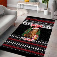 Meowy Catmas Area Rug with Tabby Cat Santa Hat and Christmas Tree Gift Pattern Design - Wonder Print Shop