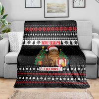 Meowy Catmas Blanket with Tabby Cat Santa Hat and Christmas Tree Gift Pattern Design - Wonder Print Shop