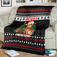 Meowy Catmas Blanket with Tabby Cat Santa Hat and Christmas Tree Gift Pattern Design - Wonder Print Shop
