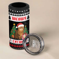 Meowy Catmas 4 in 1 Can Cooler Tumbler with Tabby Cat Santa Hat and Christmas Tree Gift Pattern Design - Wonder Print Shop