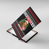 Meowy Catmas Canvas Wall Art with Tabby Cat Santa Hat and Christmas Tree Gift Pattern Design - Wonder Print Shop