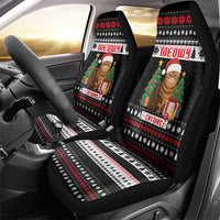 Meowy Catmas Car Seat Cover with Tabby Cat Santa Hat and Christmas Tree Gift Pattern Design - Wonder Print Shop