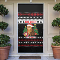 Meowy Catmas Door Cover with Tabby Cat Santa Hat and Christmas Tree Gift Pattern Design - Wonder Print Shop