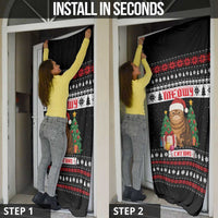 Meowy Catmas Door Cover with Tabby Cat Santa Hat and Christmas Tree Gift Pattern Design - Wonder Print Shop