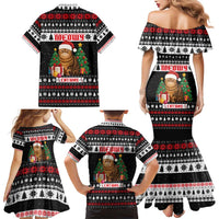 Meowy Catmas Family Matching Mermaid Dress and Hawaiian Shirt with Tabby Cat Santa Hat and Christmas Tree Gift Pattern Design - Wonder Print Shop