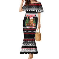 Meowy Catmas Family Matching Mermaid Dress and Hawaiian Shirt with Tabby Cat Santa Hat and Christmas Tree Gift Pattern Design - Wonder Print Shop