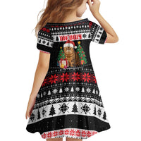 Meowy Catmas Family Matching Off Shoulder Short Dress and Hawaiian Shirt with Tabby Cat Santa Hat and Christmas Tree Gift Pattern Design - Wonder Print Shop