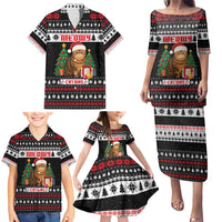 Meowy Catmas Family Matching Puletasi and Hawaiian Shirt with Tabby Cat Santa Hat and Christmas Tree Gift Pattern Design - Wonder Print Shop