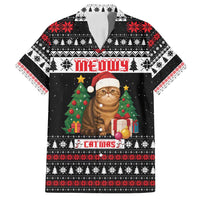 Meowy Catmas Family Matching Puletasi and Hawaiian Shirt with Tabby Cat Santa Hat and Christmas Tree Gift Pattern Design - Wonder Print Shop