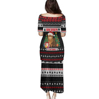 Meowy Catmas Family Matching Puletasi and Hawaiian Shirt with Tabby Cat Santa Hat and Christmas Tree Gift Pattern Design - Wonder Print Shop