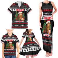 Meowy Catmas Family Matching Tank Maxi Dress and Hawaiian Shirt with Tabby Cat Santa Hat and Christmas Tree Gift Pattern Design - Wonder Print Shop