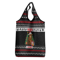 Meowy Catmas Grocery Bag with Tabby Cat Santa Hat and Christmas Tree Gift Pattern Design - Wonder Print Shop