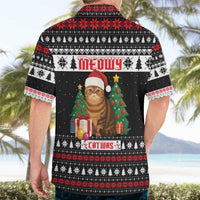 Meowy Catmas Hawaiian Shirt with Tabby Cat Santa Hat and Christmas Tree Gift Pattern Design - Wonder Print Shop