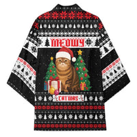 Meowy Catmas Kimono with Tabby Cat Santa Hat and Christmas Tree Gift Pattern Design - Wonder Print Shop