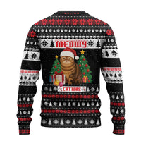 Meowy Catmas Ugly Christmas Sweater with Tabby Cat Santa Hat and Christmas Tree Gift Pattern Design - Wonder Print Shop