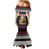 Meowy Catmas Mermaid Dress with Tabby Cat Santa Hat and Christmas Tree Gift Pattern Design - Wonder Print Shop