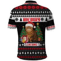 Meowy Catmas Polo Shirt with Tabby Cat Santa Hat and Christmas Tree Gift Pattern Design - Wonder Print Shop