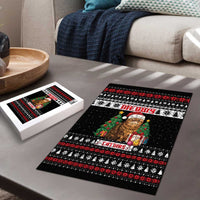 Meowy Catmas Puzzle with Tabby Cat Santa Hat and Christmas Tree Gift Pattern Design - Wonder Print Shop