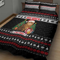 Meowy Catmas Quilt Bed Set with Tabby Cat Santa Hat and Christmas Tree Gift Pattern Design - Wonder Print Shop