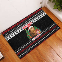 Meowy Catmas Rubber Doormat with Tabby Cat Santa Hat and Christmas Tree Gift Pattern Design - Wonder Print Shop