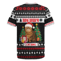 Meowy Catmas Rugby Jersey with Tabby Cat Santa Hat and Christmas Tree Gift Pattern Design - Wonder Print Shop