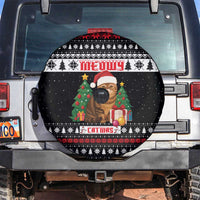 Meowy Catmas Spare Tire Cover with Tabby Cat Santa Hat and Christmas Tree Gift Pattern Design - Wonder Print Shop