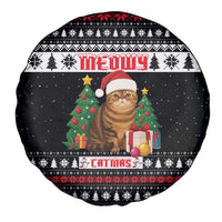 Meowy Catmas Spare Tire Cover with Tabby Cat Santa Hat and Christmas Tree Gift Pattern Design - Wonder Print Shop