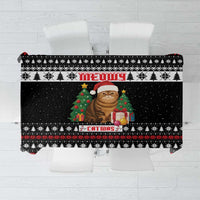 Meowy Catmas Tablecloth with Tabby Cat Santa Hat and Christmas Tree Gift Pattern Design - Wonder Print Shop