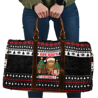 Meowy Catmas Travel Bag with Tabby Cat Santa Hat and Christmas Tree Gift Pattern Design - Wonder Print Shop